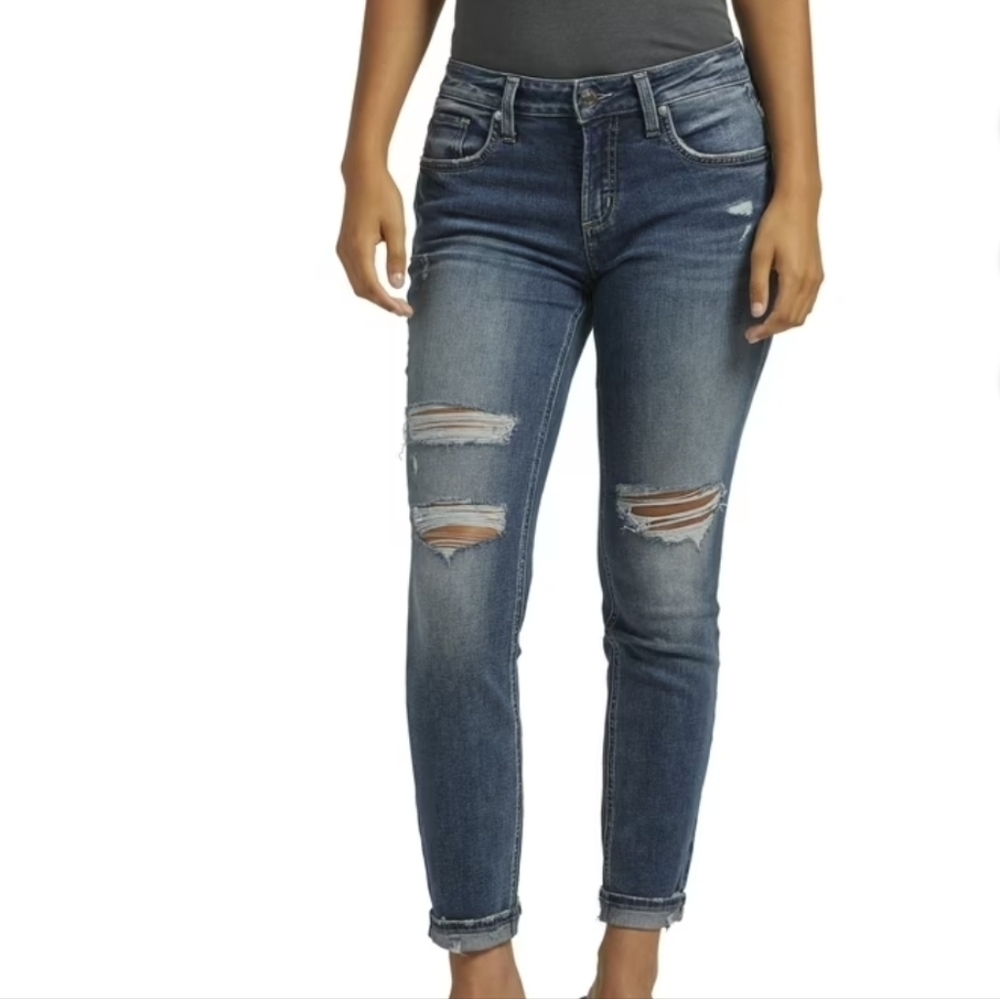 Silver Jeans Boyfriend Distressed Jeans 33x25 - Picture 1 of 7